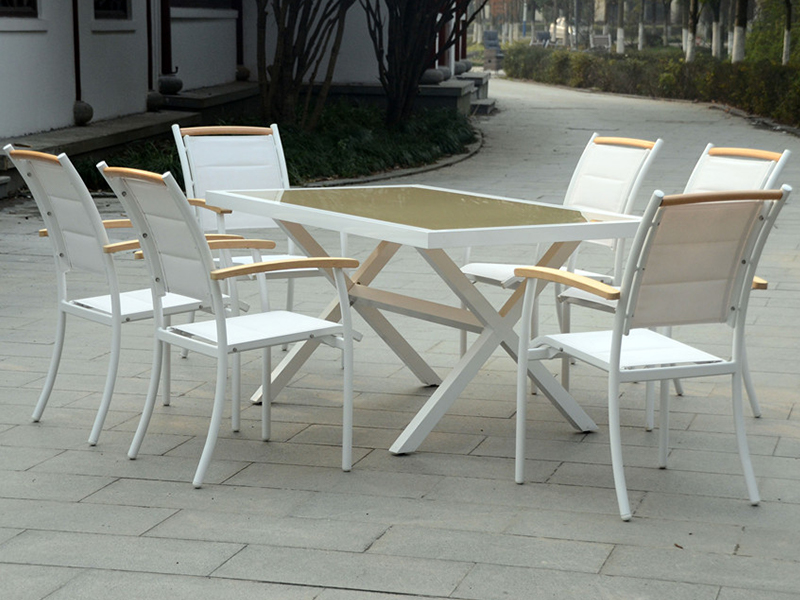 Rektangulär Tabell 6Seater Table Garden Patio 7st Garden Set YQ-023A-2