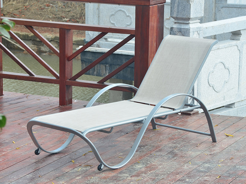 Outdoor Sun Lounge, Aluminium Sling Sun Lounger, liggande Beach Sun Lounger YQ-TB-431B