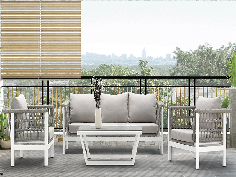 Elegant formad rund rep handvävd lounge set soffa fåtöljmöbler YQC-2747