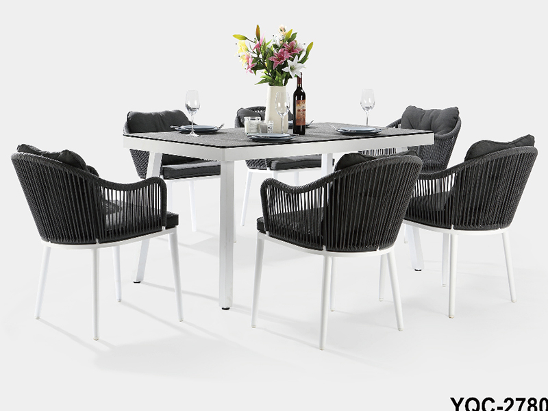 utomhusmöbler matbord set rep trädgårdsmöbler utomhusbord och stolar yqc-2780