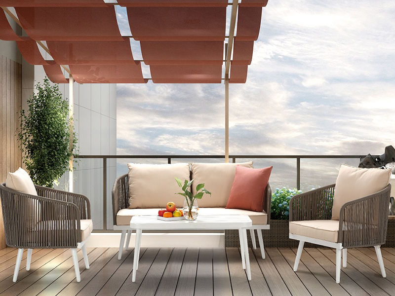 Utomhus europeiska möbler handvävda Courtyard Garden Rope Aluminium SOFA SET YQC-2785