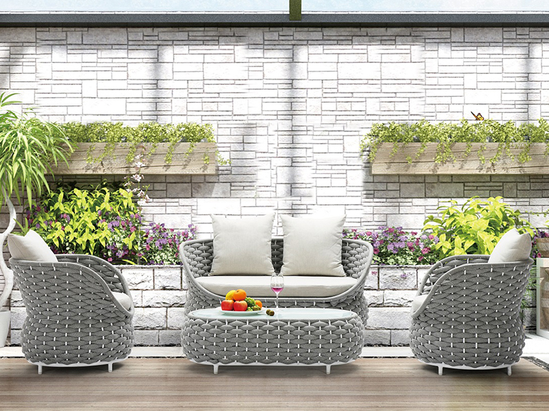 Utomhusort och Cafe Outdoor 4st Aluminium Set Rope Garden Sofas YQC-2902